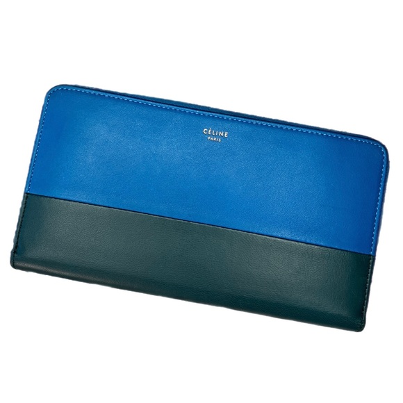 Celine Large Zipped Multifunction Bicolor Calf Leather Wallet - Picture 11 of 14